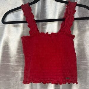 Hollister Red Ruffled Crop Top